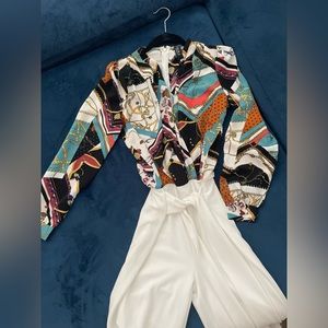 Akira baroque jumpsuit with solid white legs small new